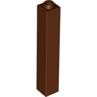 Lego kostka (kostička) 1x1x5, červeno hnědá (4226966)